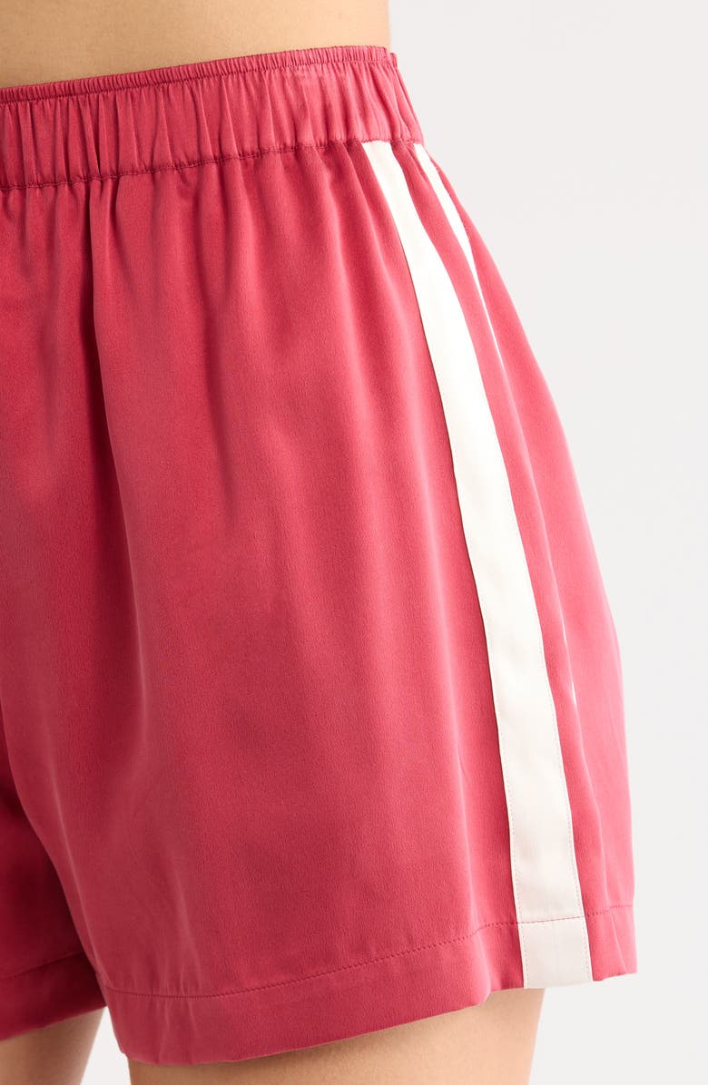 Lunya Side Stripe Silk Pajama Shorts, Alternate, color, Chili Pepper/ Soft Ivory