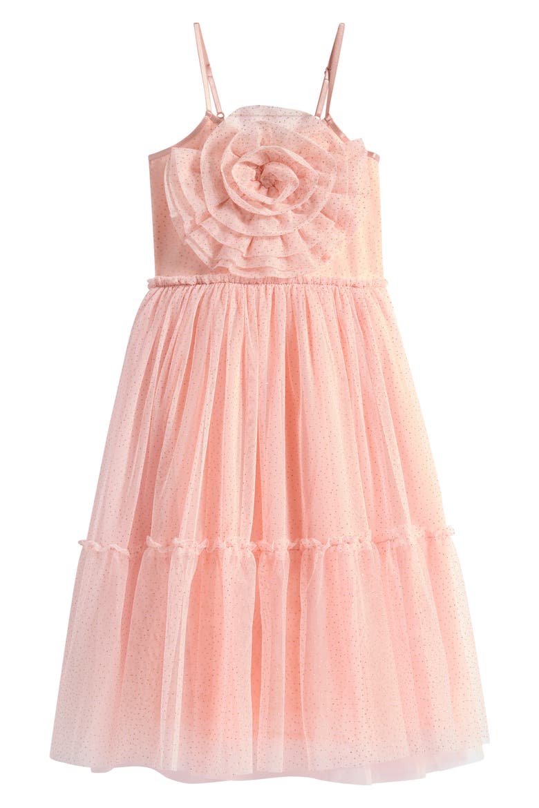 Kids' Mesh Flower Dress, Main, color, BLUSH