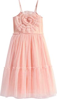 Ava & Yelly Kids' Mesh Flower Dress