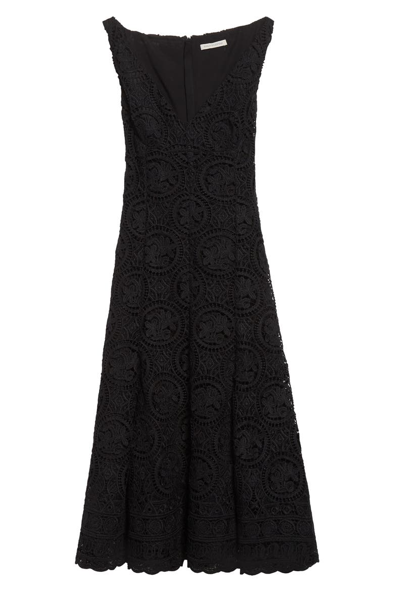 Geneve Guipure Lace Fit & Flare Dress, Alternate, color, BLACK