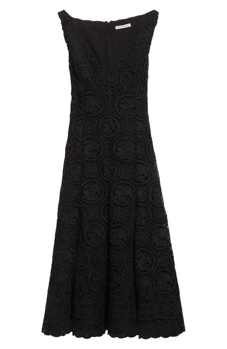Emilia Wickstead Geneve Guipure Lace Fit & Flare Dress, Alternate, color, Black