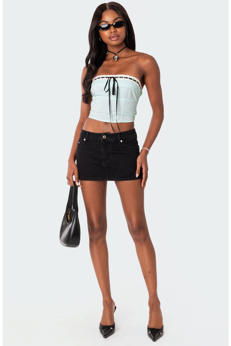 Poplin Bustier Top, Alternate, color, TURQUOISE