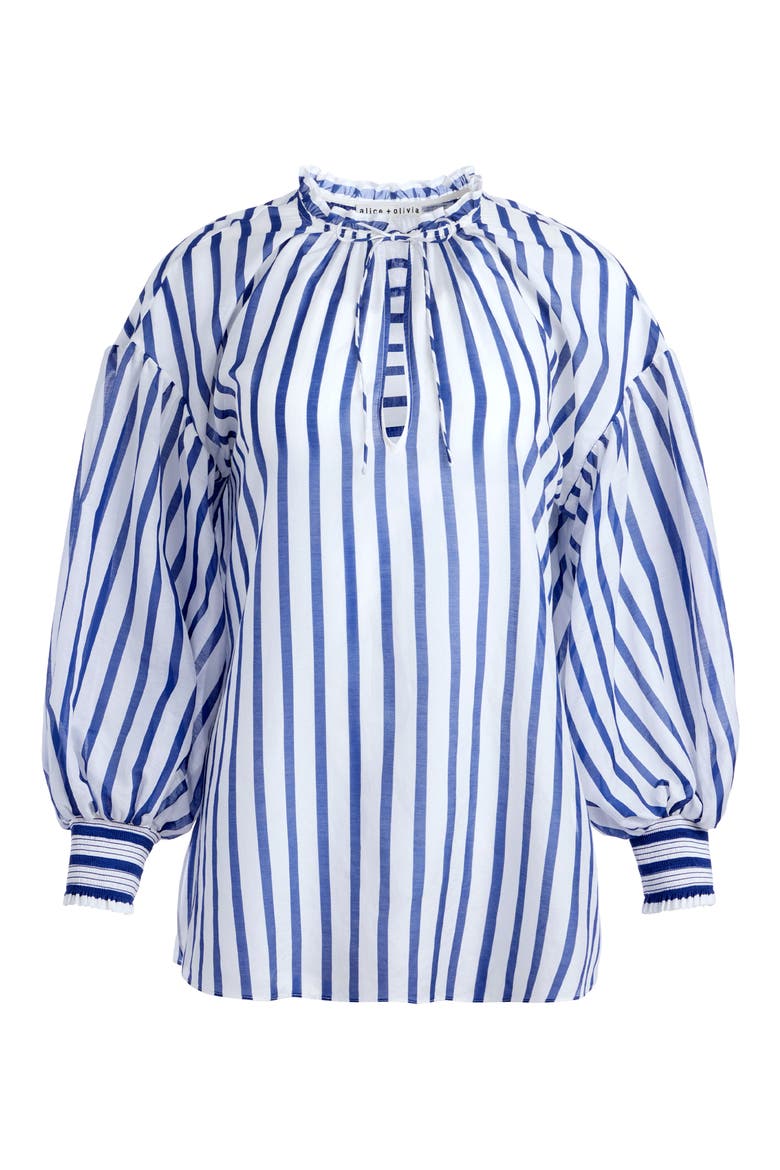Julius Stripe Cotton & Silk Top, Alternate, color, ADMIRAL STRIPE INDIGO