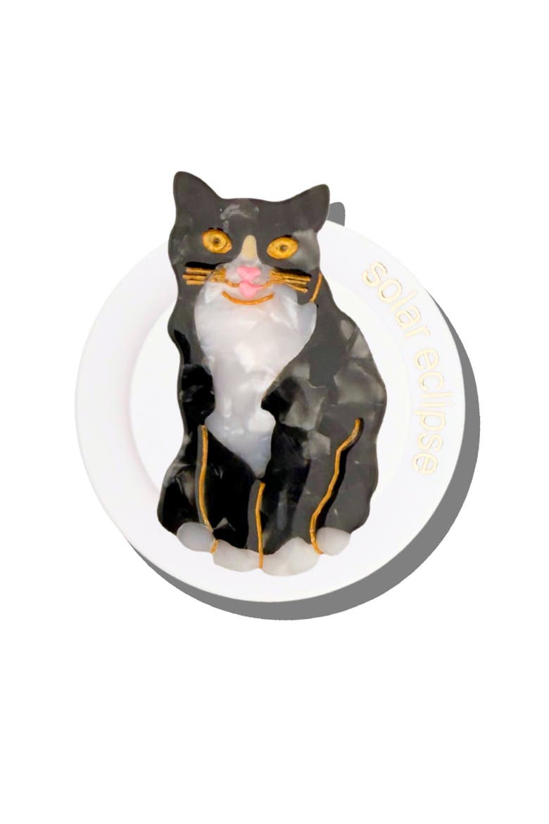 Hand Painted Tuxedo Cat Phone Grip, Main, color, BLACK