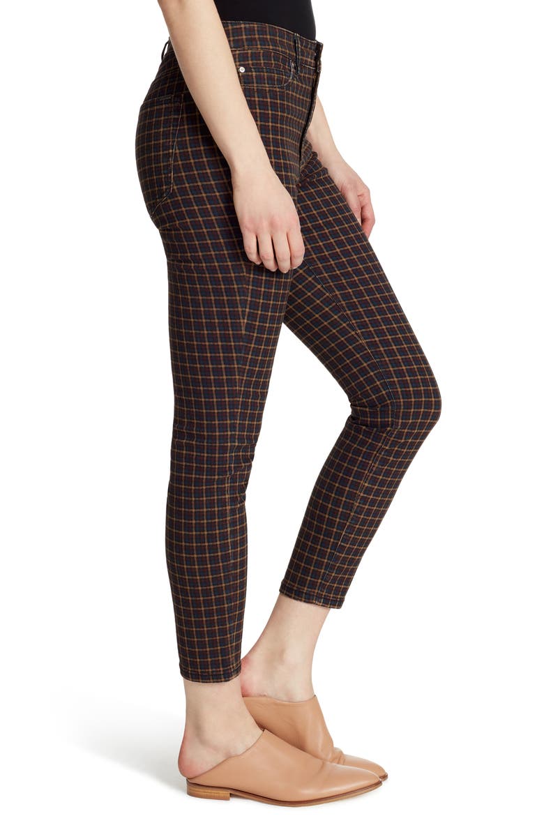 High Waist Skinny Ankle Jeans, Alternate, color, KYLA PLAID