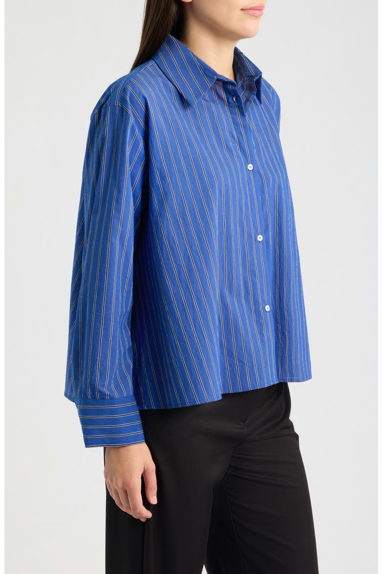 Striped Cotton Blend Shirt, Alternate, color, OCEAN
