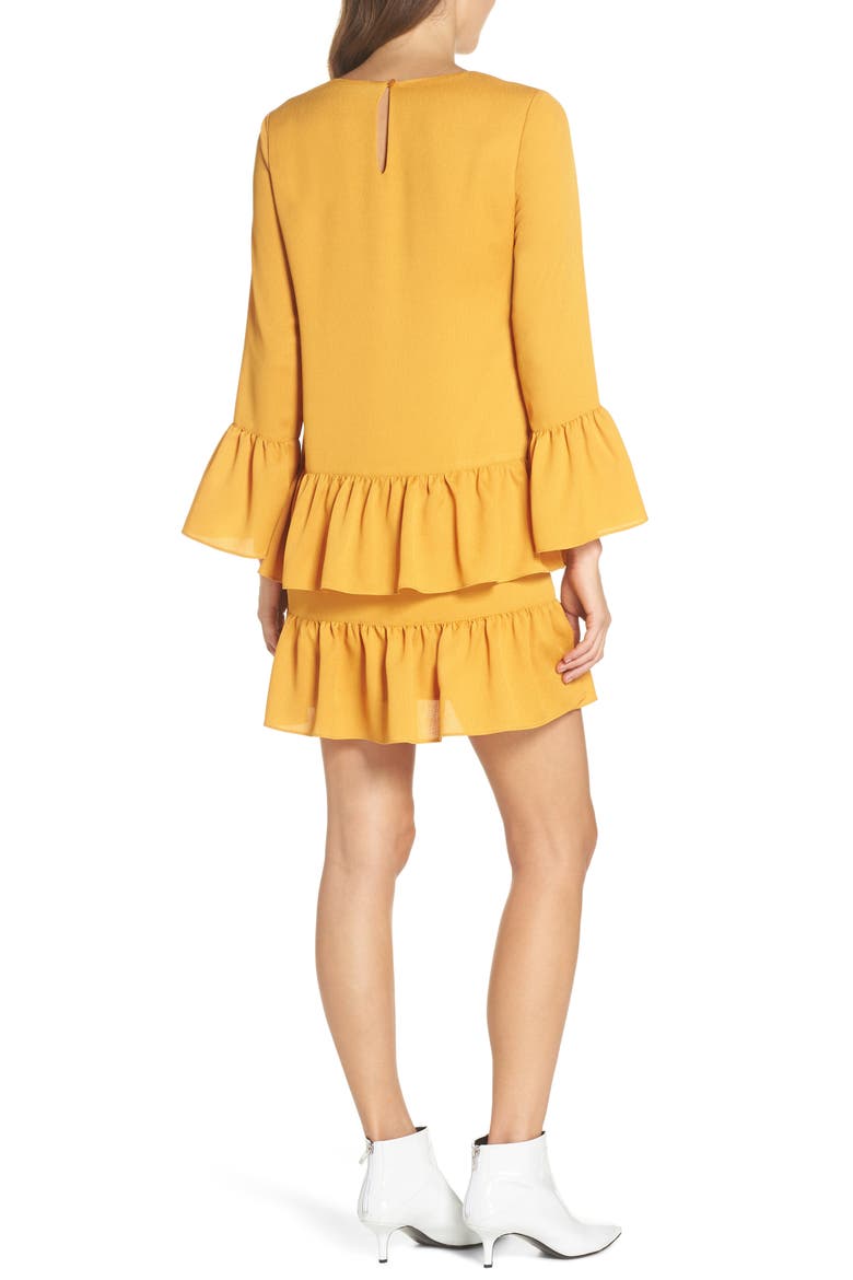 Flounce Hem Shift Dress, Alternate, color, YELLOW GOLD