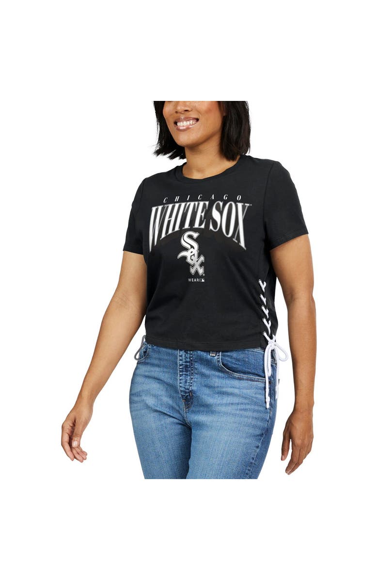 WEAR by Erin Andrews Women's WEAR by Erin Andrews Black Chicago White Sox Side Lace-Up Cropped T-Shirt, Alternate, color, Black