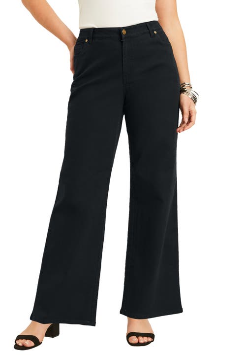 June + Vie Curvie Fit Wide-leg Jeans In Black