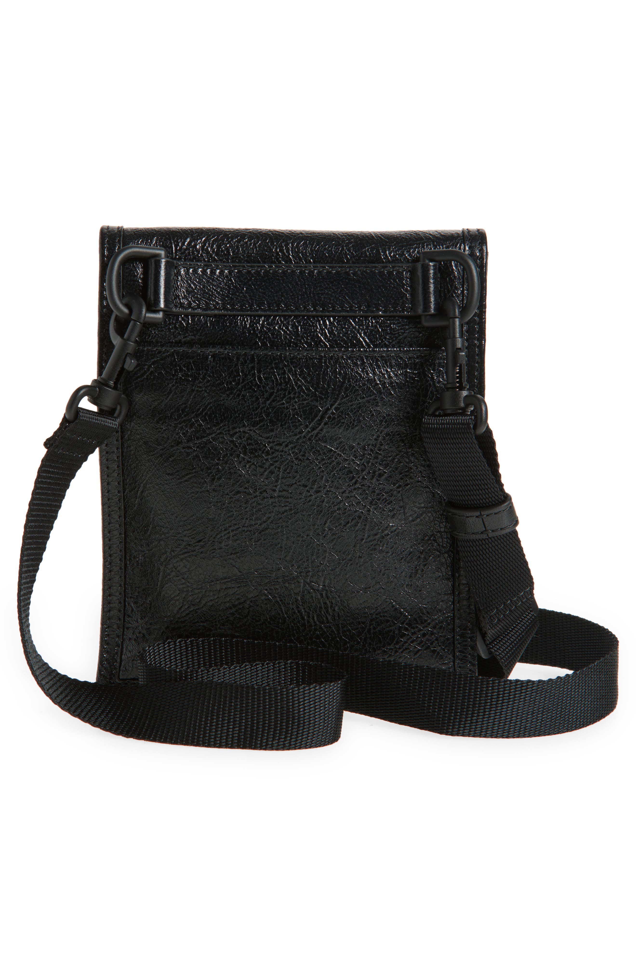 Balenciaga Leather Explorer Pouch, Alternate, color, 1090 Black