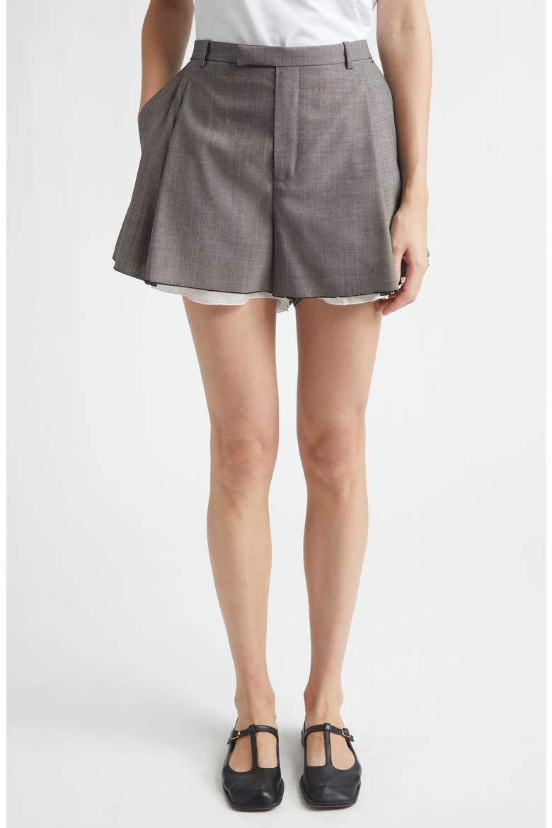 Split Virgin Wool Blend Shorts, Main, color, MORNING MIST