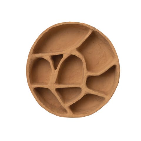 Round Paper Mache Wall Shelf with Multiple Sections