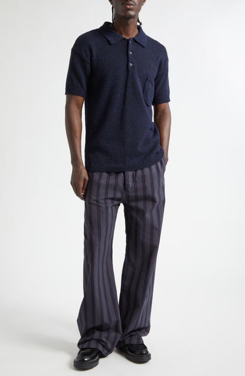 Stripe Cotton Wide Leg Pajama Trousers