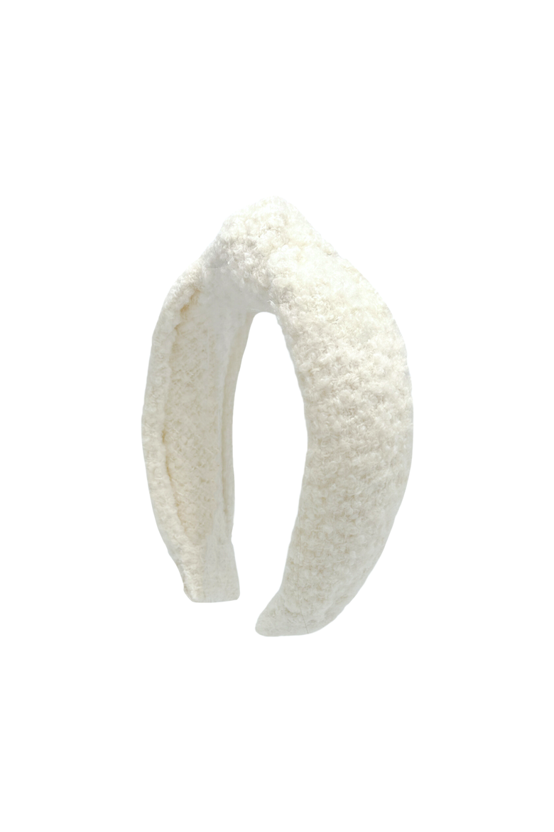 Boucle Knot Headband, Main, color, White