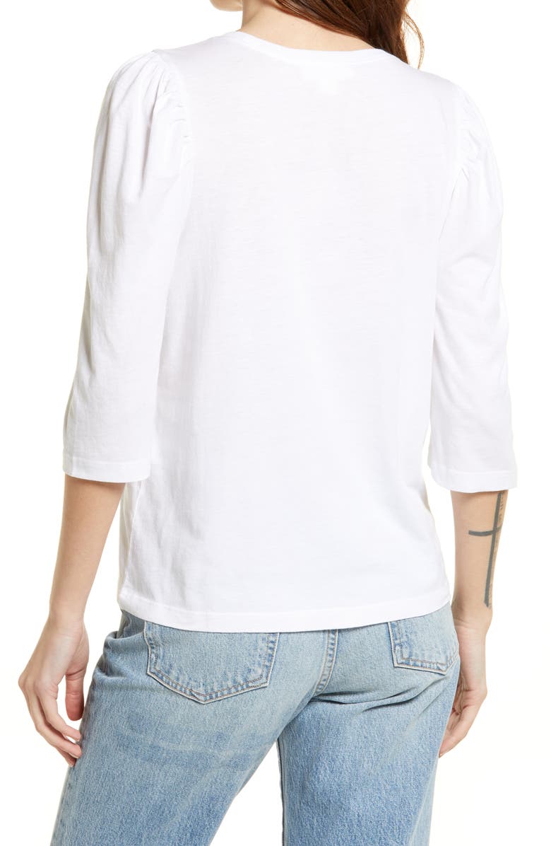 Treasure & Bond U-Neck Puff Sleeve Organic Cotton Blend Top, Alternate, color,