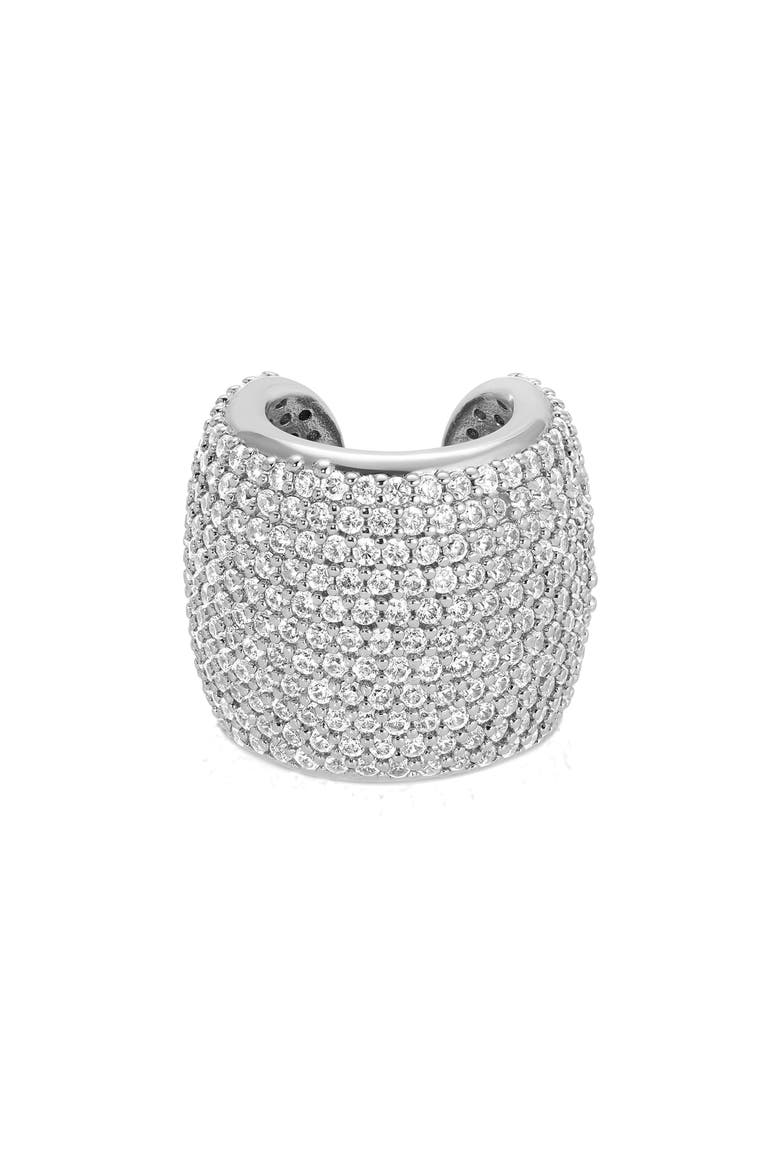 Pavé Cubic Zirconia Statement Chunky Ear Cuff, Main, color, SILVER