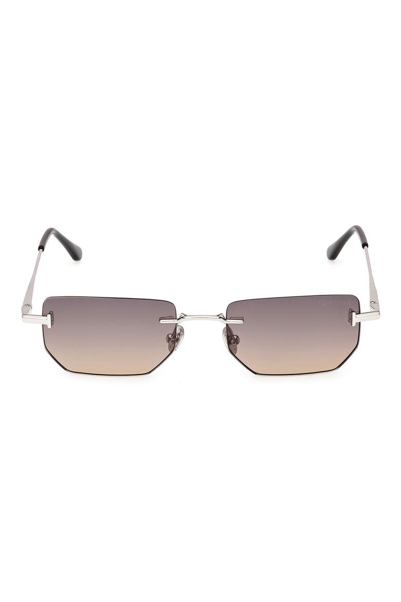 Ethan 53mm Geometric Sunglasses, Main, color, SHINY PALLADIUM / SMOKE LENS