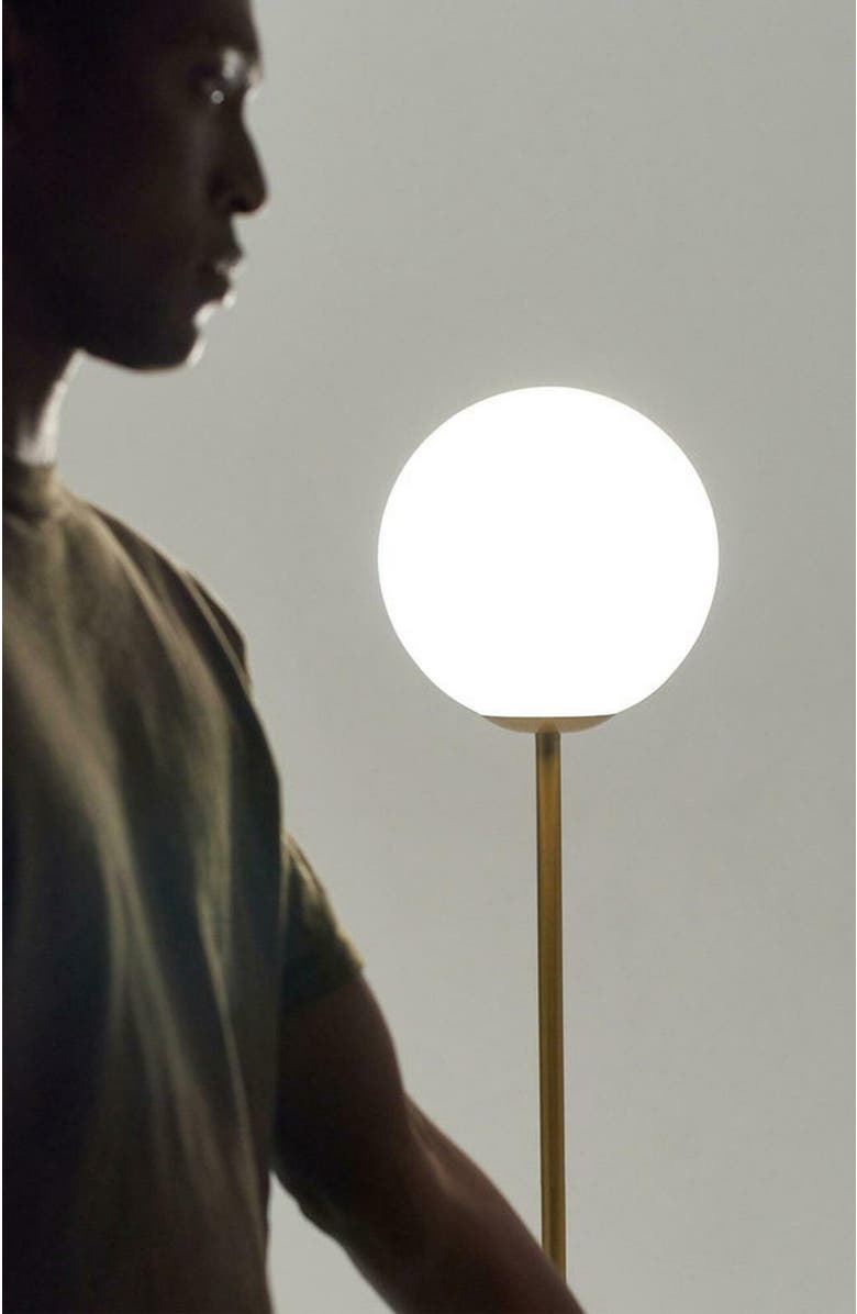 Brightech Luna 65" Modern LED Floor Lamp with Glass Globe Shade, Alternate, color, Classic Black