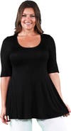 24seven Comfort Apparel Plus Size Elbow Swing Tunic Top
