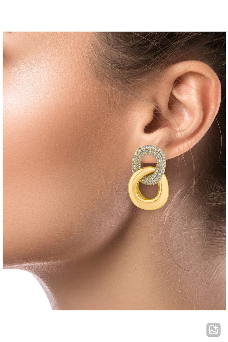 Pavé Link Earrings, Alternate, color, GOLD PLATED