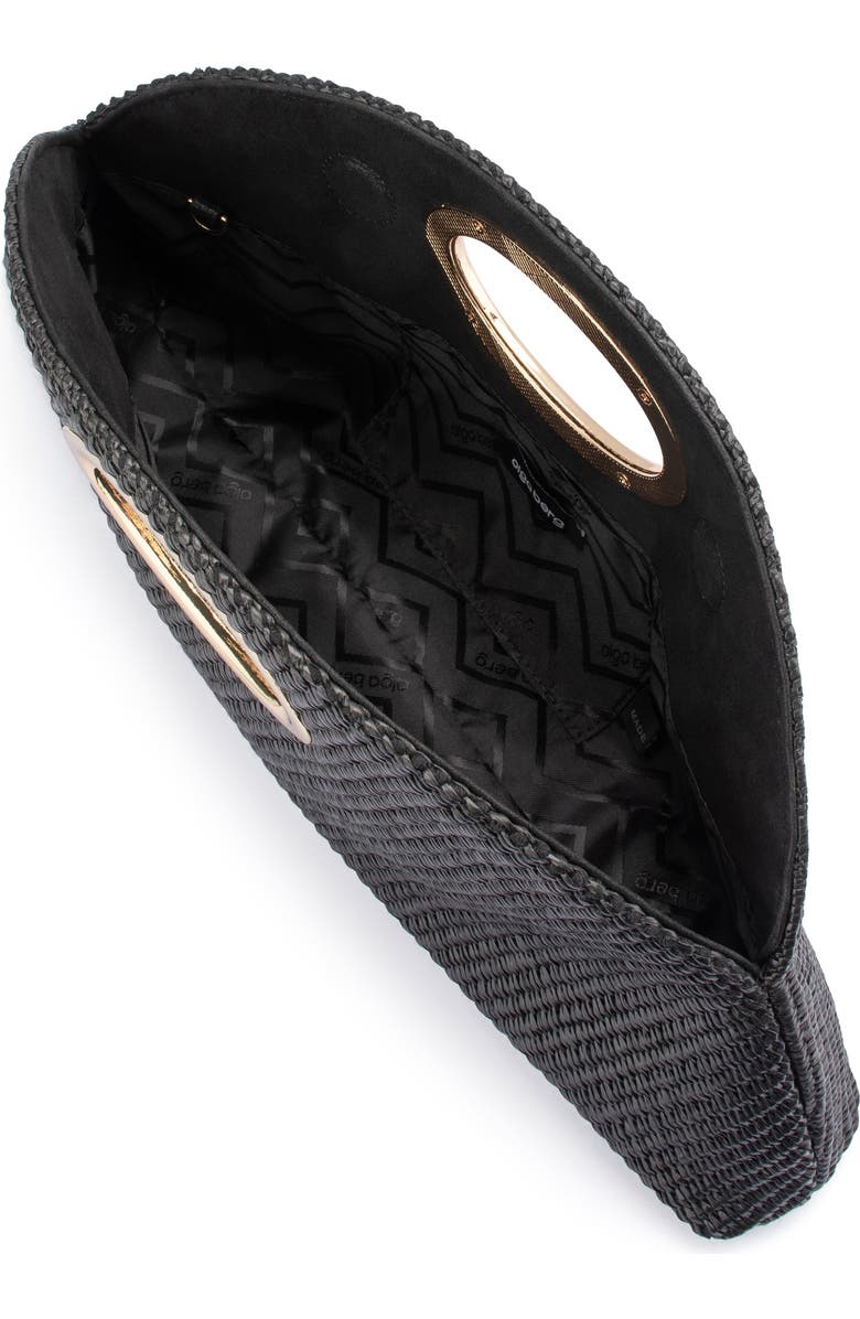 Olga Berg Geena Straw Clutch, Alternate, color, Black