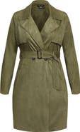 City Chic Faux Suede Trench Coat