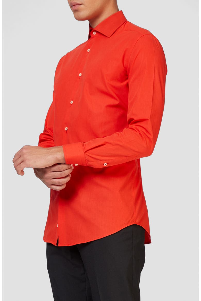 Red Devil Modern Tailored Fit Wrinkle Resistant Button-Up Shirt, Alternate, color, RED