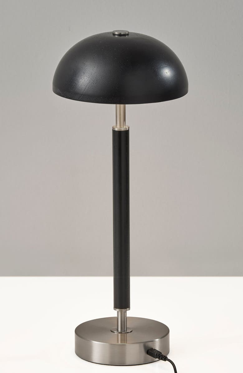 ADESSO LIGHTING Ronny Cordless LED Table Lamp, Alternate, color, Black Wood / Brushed Steel