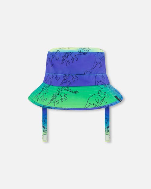 Deux Par Deux Baby Boy's Printed Beach Hat Vibrant Blue And Green Dino In Vibrant Blue And Green Dino