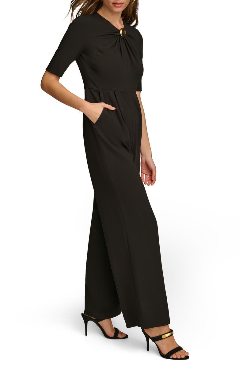 Donna Karan New York Twist Front Straight Leg Jumpsuit, Alternate, color, 