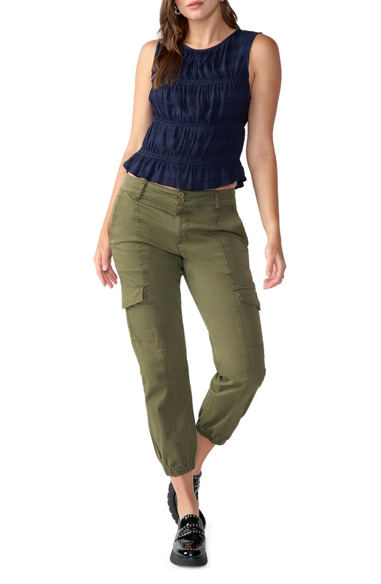 Sanctuary Shirred Sleeveless Top, Alternate, color, Navy Refle