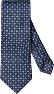 Eton Navy Blue Floral Print Silk Twill Tie