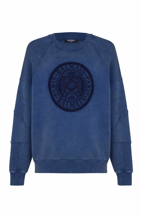 Ribbed Sweatshirt With "Coin" Embroidery