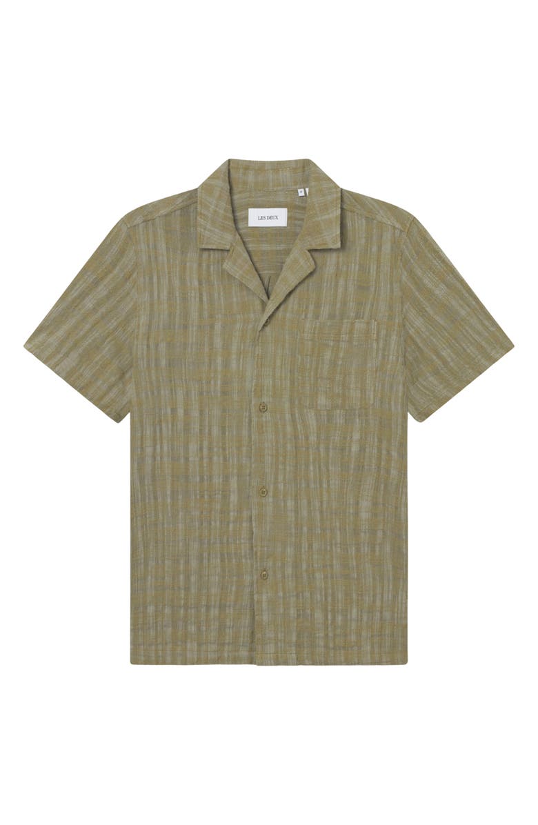 Les Deux Lesley Slub Cotton Camp Shirt, Alternate, color, Oil Green