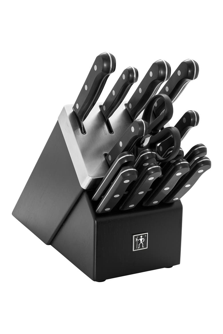 Solution 16-Piece Self Sharpening Knife Block Set, Main, color, BLACK