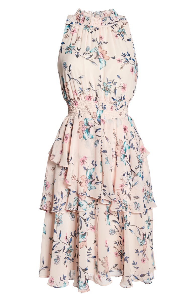 Eliza J Floral Ruffle A-Line Dress, Alternate, color,
