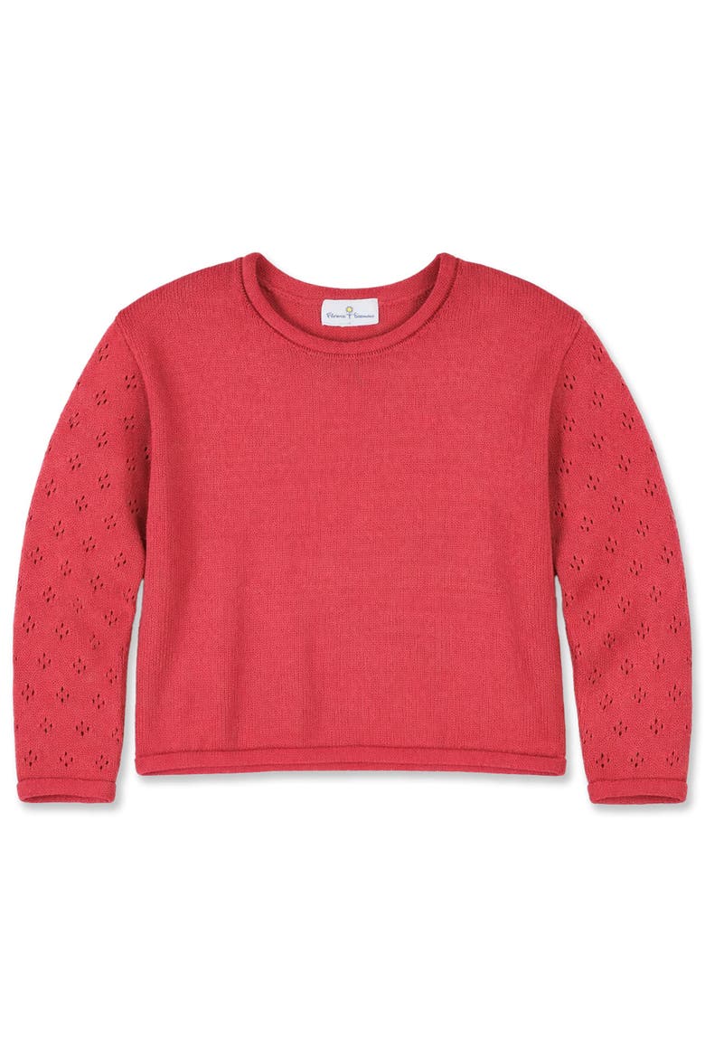Sweater with Textured Sleeves, Main, color, Red