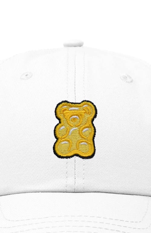 Dalix Yellow Gummy Embroidered Dad Cap In White