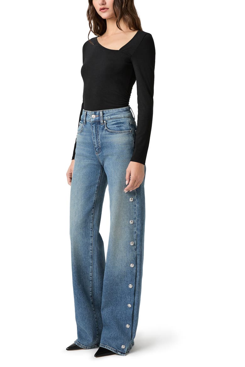 Sasha High Waist Side Seam Embellished Snap Jeans, Alternate, color, CRUISING