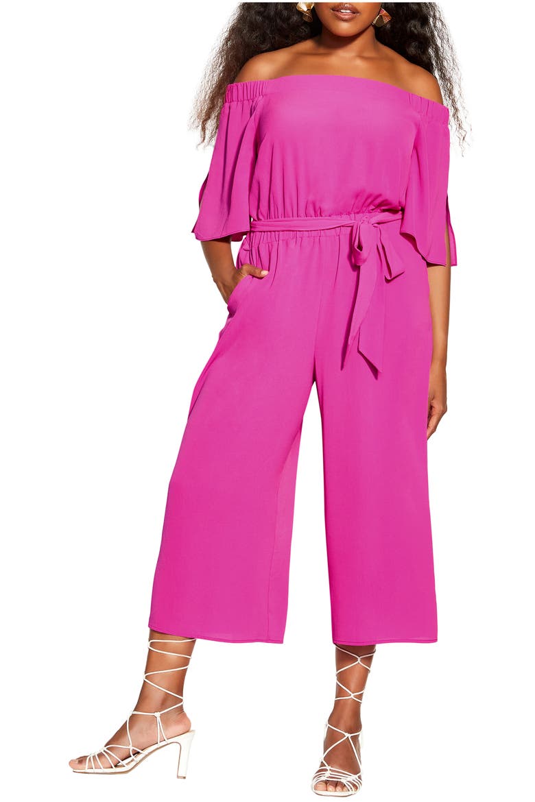 Off the Shoulder Jumpsuit, Main, color, LIPSTICK