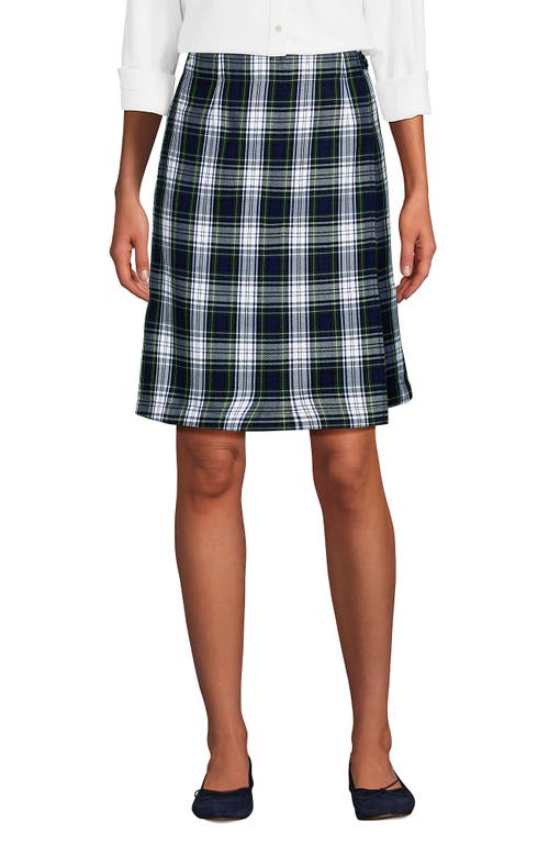 Lands' End School Uniform Plaid A Line Tab Skort Top Of Knee In White
