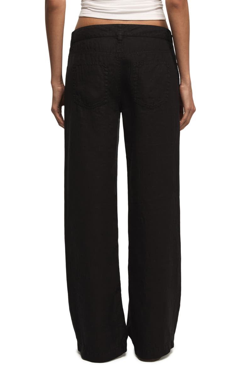 Baggy Wide Leg Linen Pants, Alternate, color, CAVIAR