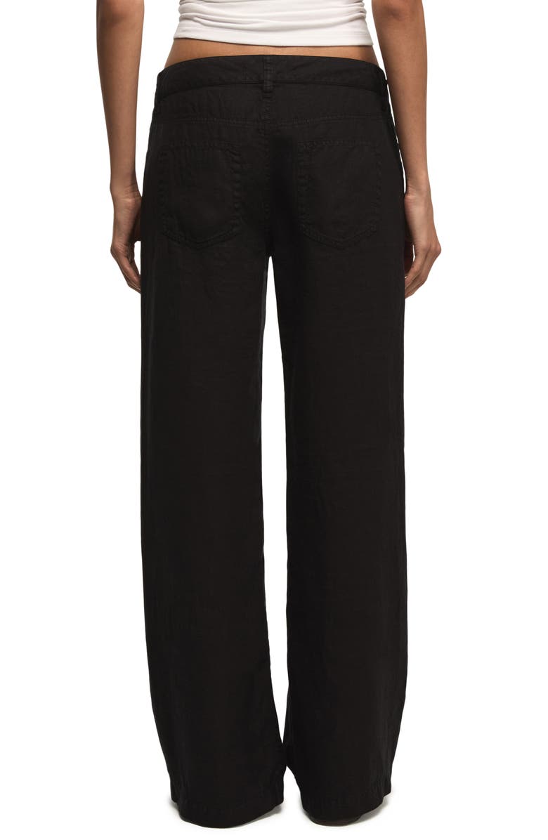 Lucky Brand Baggy Wide Leg Linen Pants, Alternate, color, Caviar
