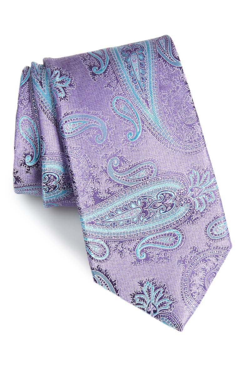 Kline Paisley Silk Tie, Main, color, PURPLE