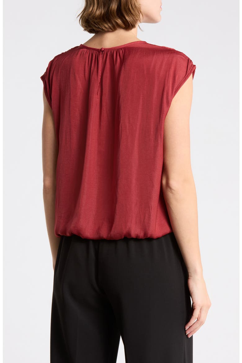 Crinkle Satin Bubble Hem Top, Alternate, color, CINNABAR