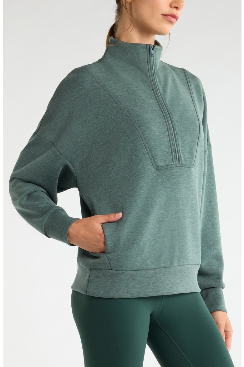 Soft Luxe Half Zip Pullover, Alternate, color, GREEN BALSAM HEATHER