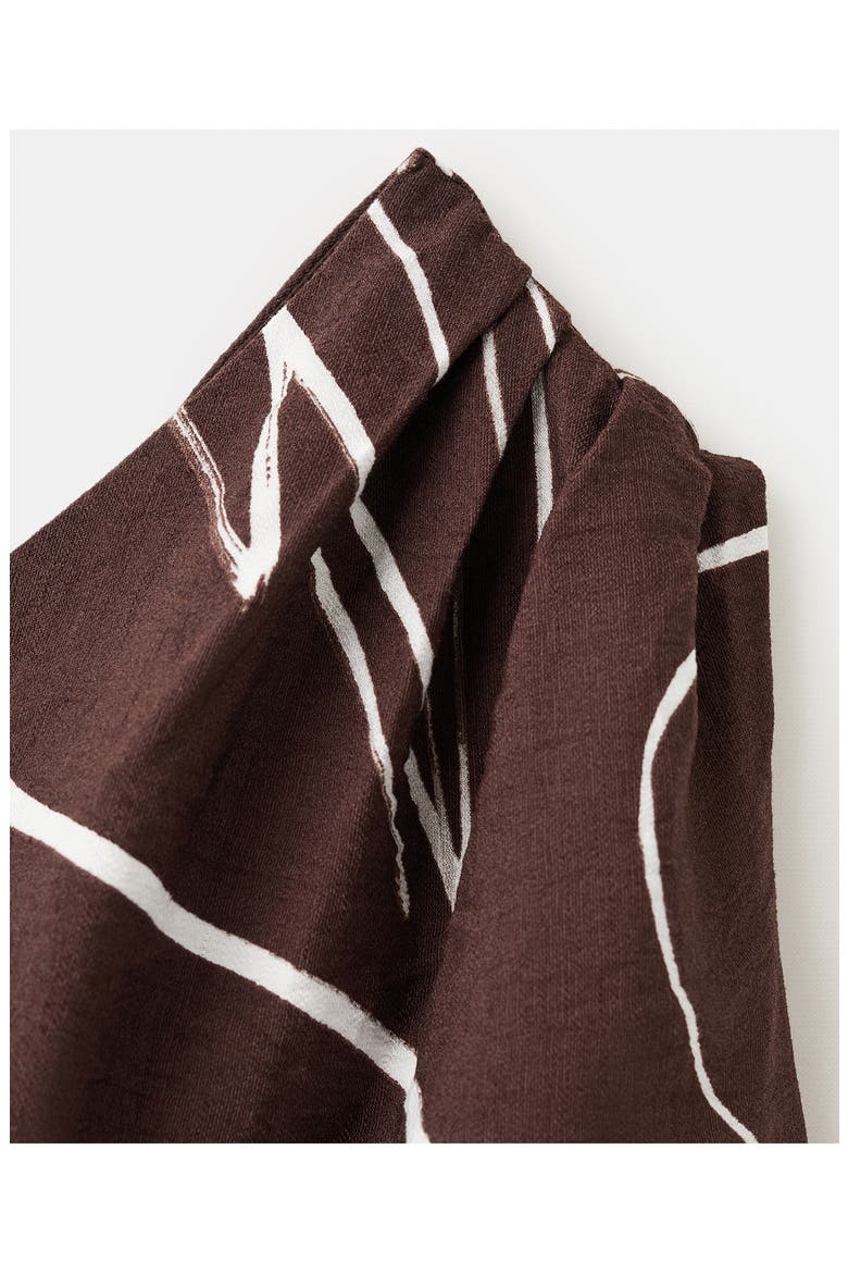 Print One-Shoulder Tie Waist Top, Alternate, color, BROWN