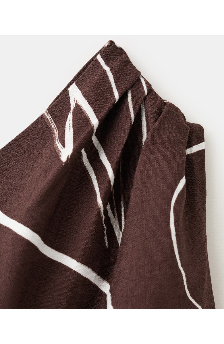 MANGO Print One-Shoulder Tie Waist Top, Alternate, color, Brown