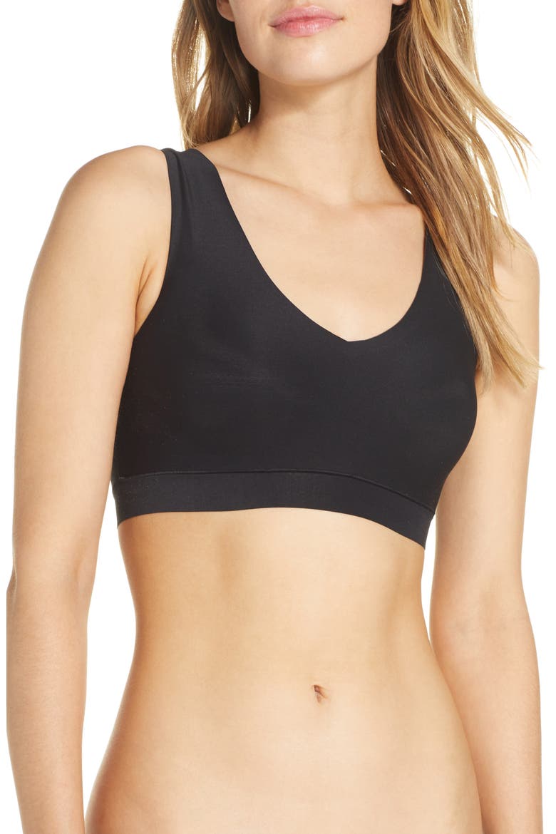 Soft Stretch 2-Pack Padded V-Neck Wireless Bras, Main, color, BLACK