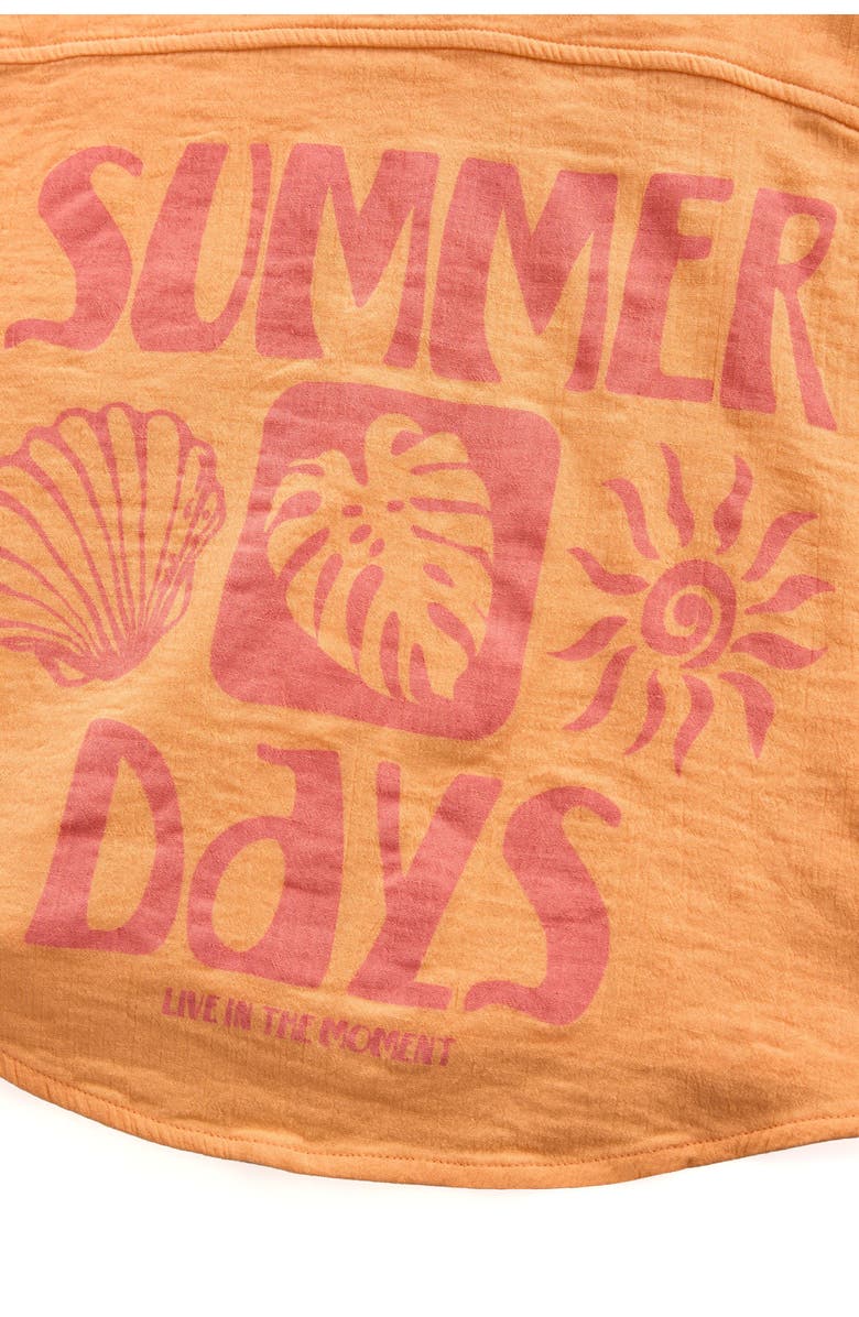 NEXT Kids' Summer Days Cotton Graphic Button-Up Shirt, Alternate, color, Orange